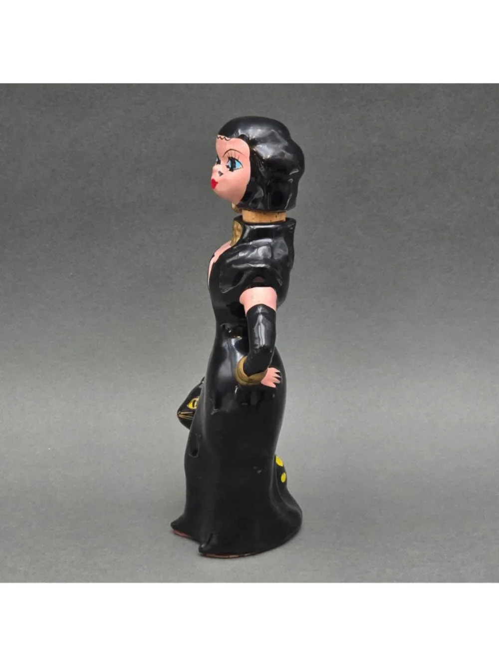 Vintage Rockabilly Sake Decanter Retro Cat Lady Barware Japan 9.5